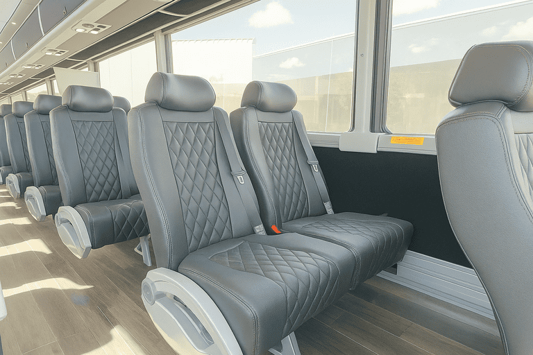 interior of St Clair Shores Coach Bus Service charter bus