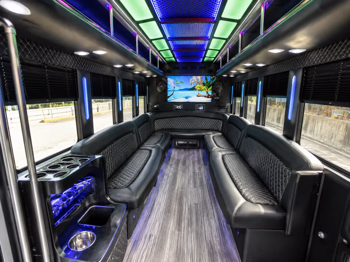 st clair shores 18 passenger party bus inside