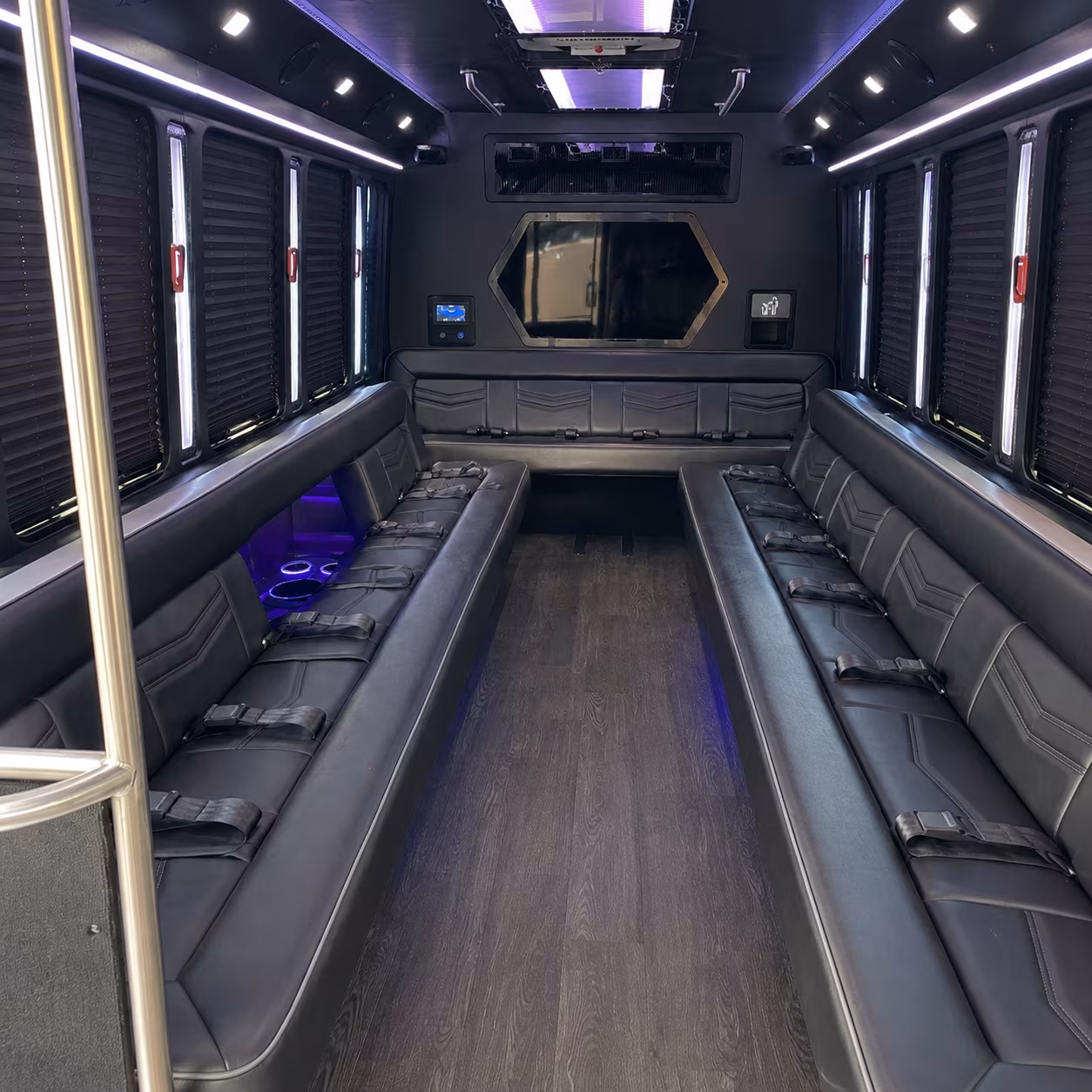 st clair shores 18 passenger party bus interior