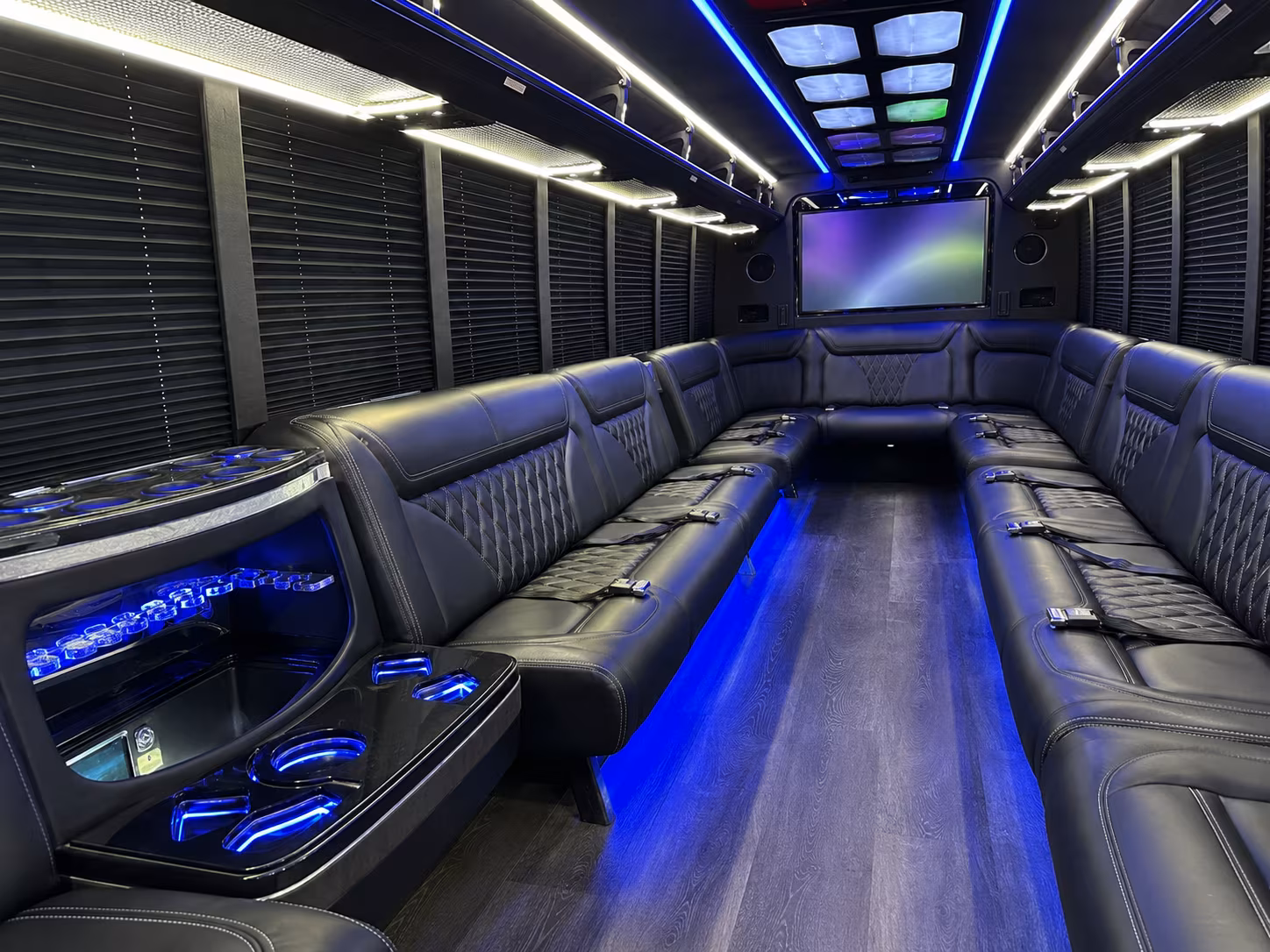 st clair shores 20 passenger party bus inside