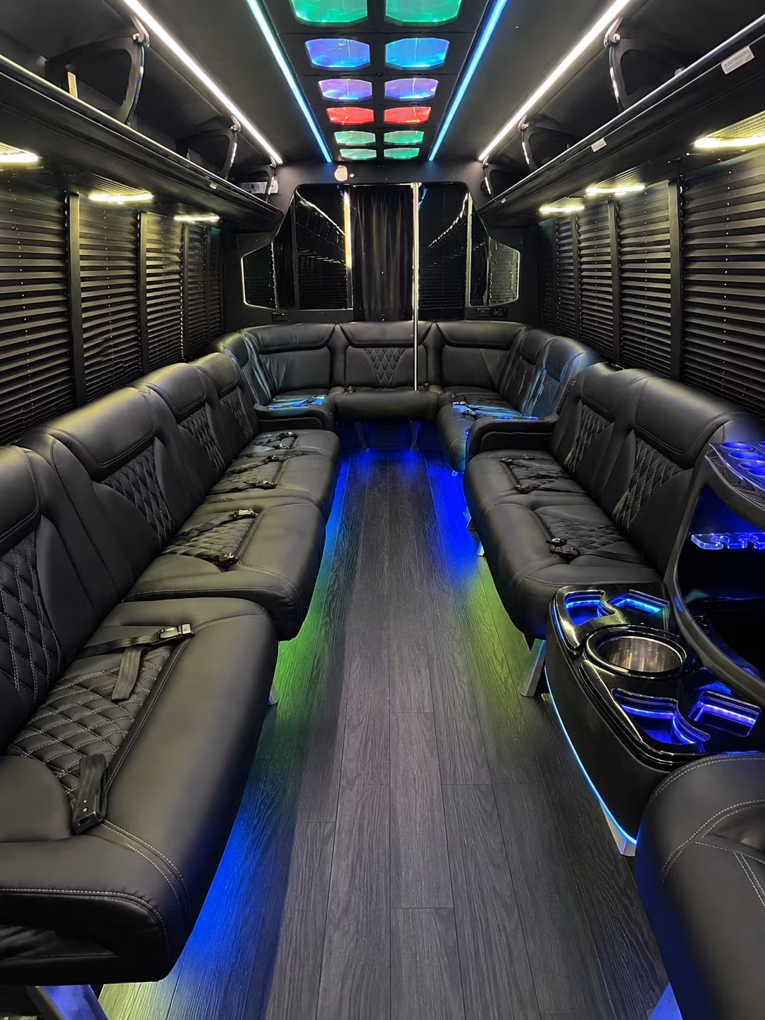 st clair shores 20 passenger party bus interior