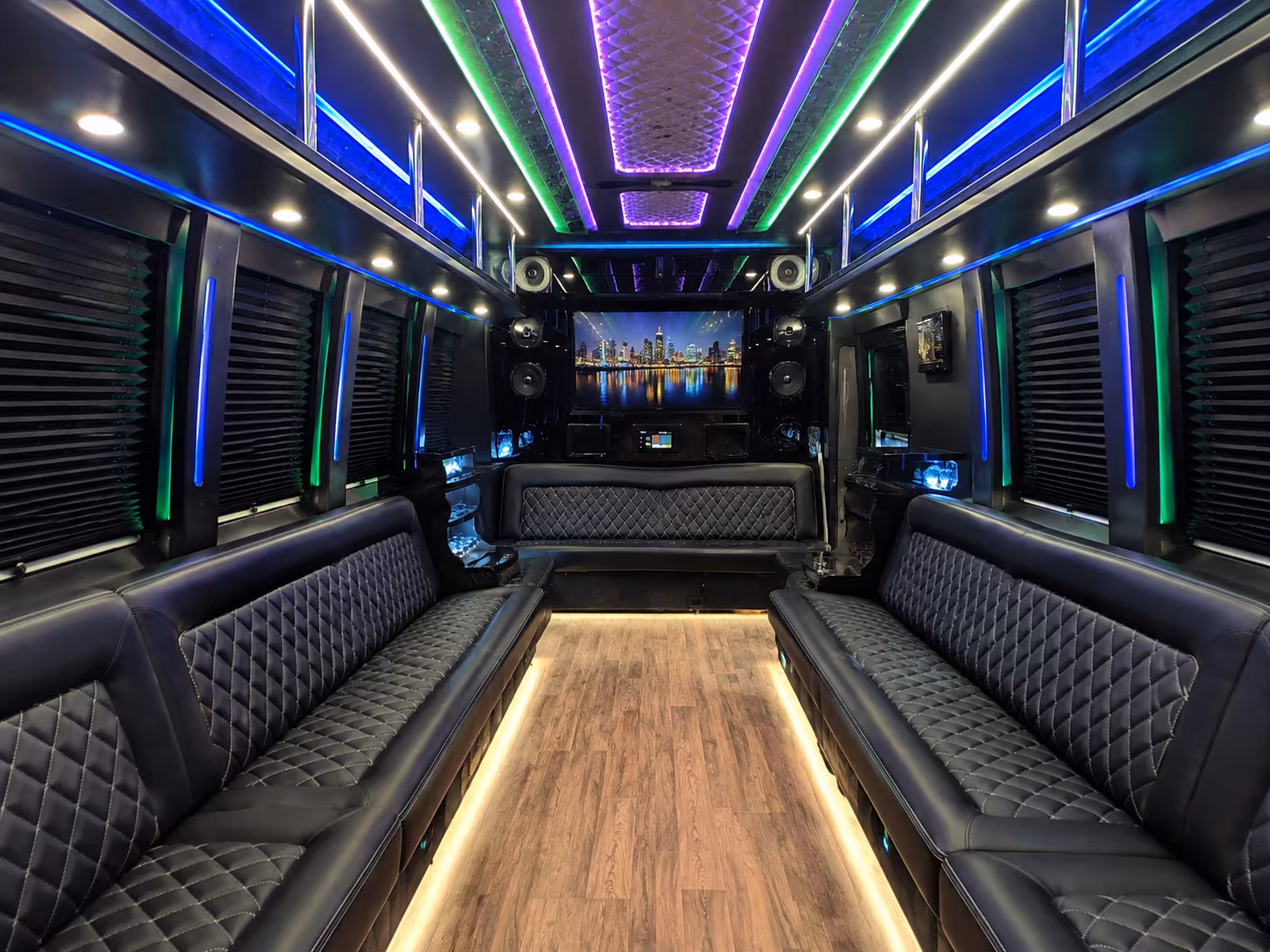 st clair shores 25 passenger party bus interior