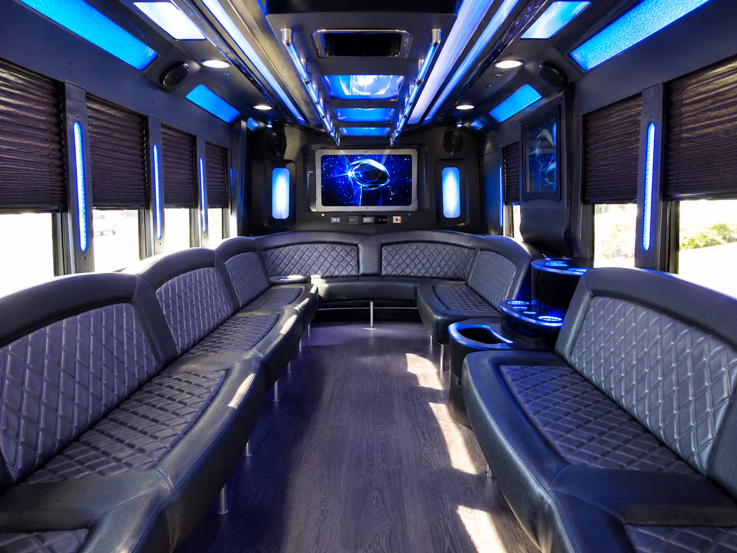 st clair shores 28 passenger party bus inside