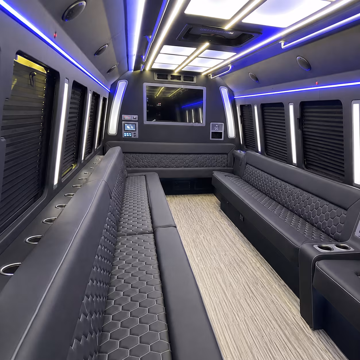 st clair shores 40 passenger party bus inside