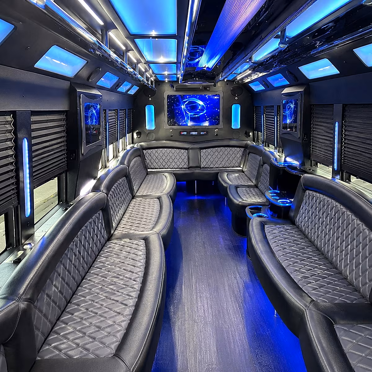 st clair shores 50 passenger party bus interior